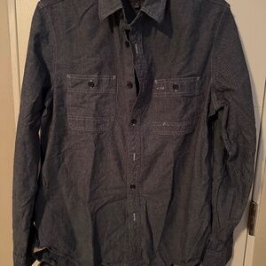Wallin & Bros Shirt Mens Faded Black Long Sleeve Button Up (M)